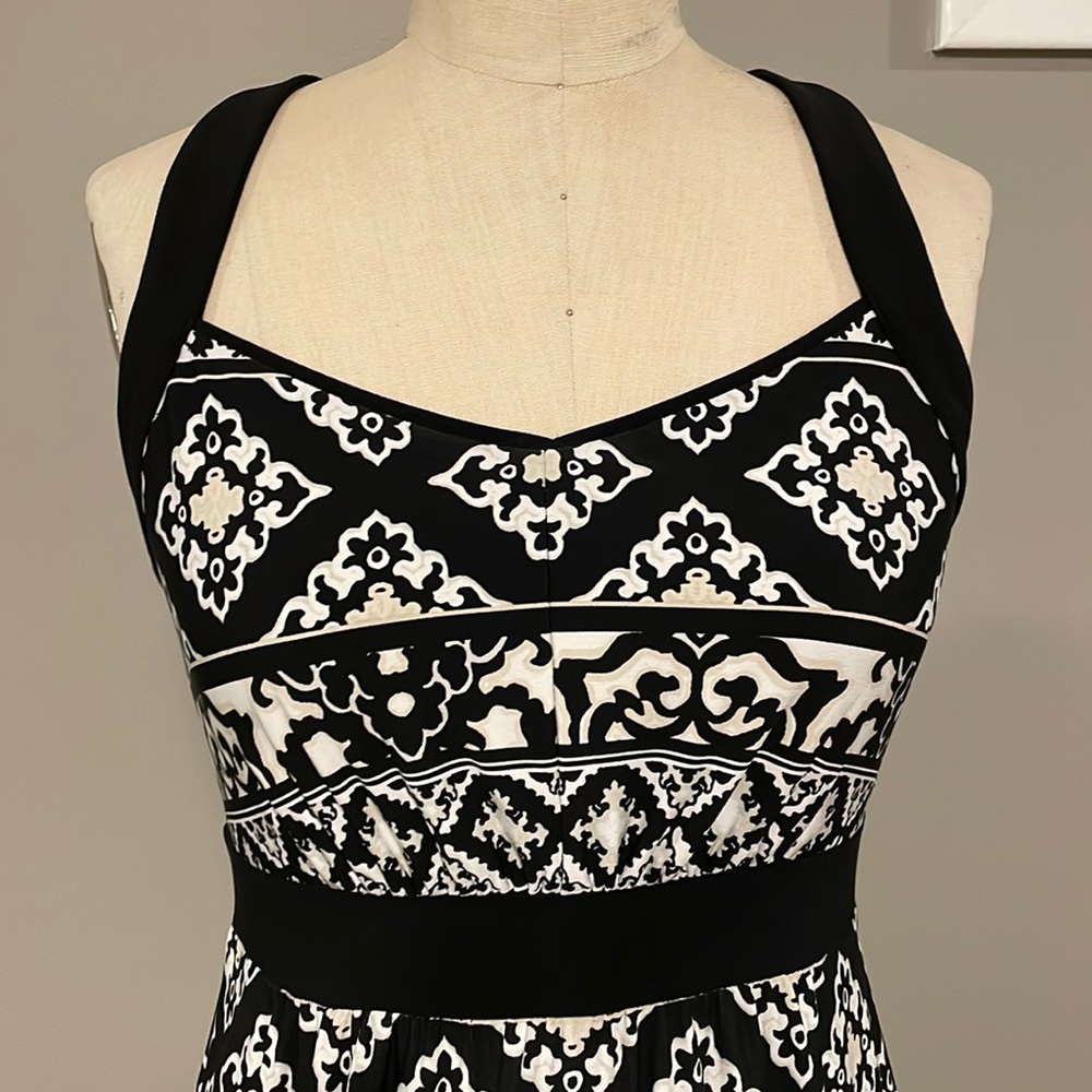 WHBM floor length sleeveless side split paisley dress - Picture 2 of 8
